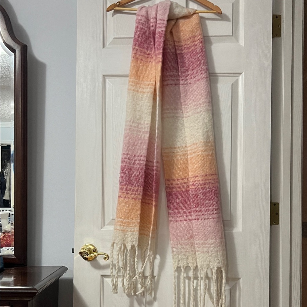 Old Navy Pink and Orange Striped Scarf